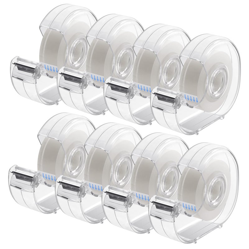 ALSISK Transparent Tape with Dispenser and Refills Use for Gift Wrapping Home School and Office Supplies 0.7x1000 Inch  8 Pack